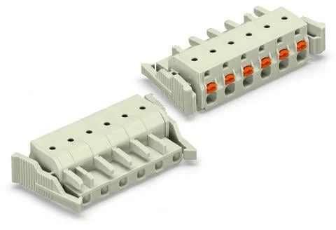 2721-211/037-000 - 1-conductor female connector; push-button; Push-in CAGE CLAMP®; 2.5 mm²; Pin spacing 7.5 mm; 11-pole; 100% protected against mismating; Lateral locking levers; 2,50 mm²; light gray