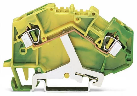 781-607 - Ground terminal block; angled; rail mount; 2-conductor; 6 mm wide; green-yellow