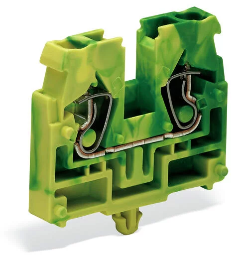 869-317 - 2-conductor center terminal block; without push-buttons; with snap-in mounting foot; 1-pole; 2.5 mm²; CAGE CLAMP®; 2,50 mm²; green-yellow