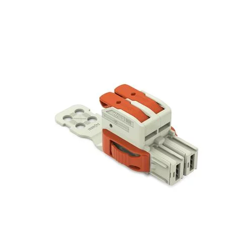 832-1102/312-000 - 1-conductor female connector; lever; Push-in CAGE CLAMP®; 16 mm²; Pin spacing 10.16 mm; 2-pole; 100% protected against mismating; Lateral locking levers; Strain relief plate; Silver-plated contacts; 16,00 mm²; light gray 832-1102/312-000 - 1-conductor female connector; lever; Push-in CAGE CLAMP®; 16 mm²; Pin spacing 10.16 mm; 2-pole; 100% protected against mismating; Lateral locking levers; Strain relief plate; Silver-plated contacts; 16,00 mm²; light gray
