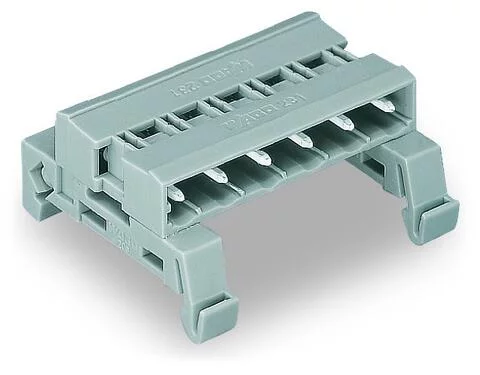 232-570/007-000 - Double pin header; DIN-35 rail mounting; 10-pole; Pin spacing 7.5 mm; gray