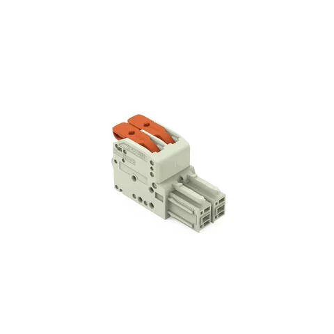 831-1102 - 1-conductor female connector; lever; Push-in CAGE CLAMP®; 10 mm²; Pin spacing 7.62 mm; 2-pole; 100% protected against mismating; 10,00 mm²; light gray