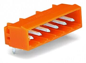 231-570/001-000 - Male header; 10-pole; THT; 1.2 x 1.2 mm solder pin; angled; pin spacing 5.08 mm; orange