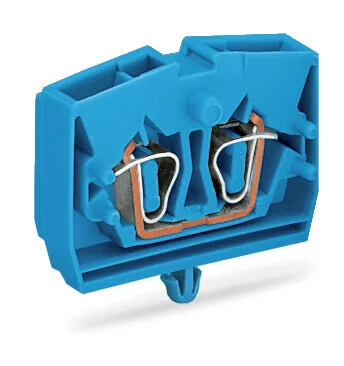264-314 - 2-conductor terminal block; without push-buttons; suitable for Ex i applications; with snap-in mounting foot; 1-pole; for plate thickness 0.6 - 1.2 mm; Fixing hole 3.5 mm Ø; 2.5 mm²; CAGE CLAMP®; 2,50 mm²; blue