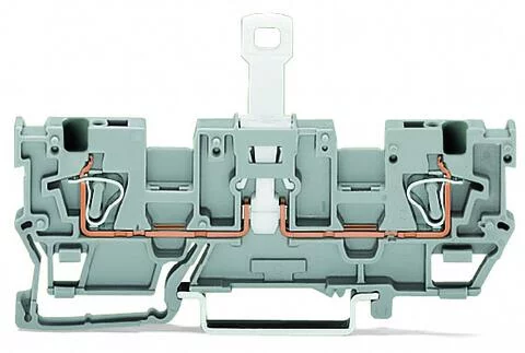 769-242 - 1-conductor/1-conductor disconnect carrier terminal block; with 2 jumper positions; for DIN-rail 35 x 15 and 35 x 7.5; 4 mm²; CAGE CLAMP®; 4,00 mm²; gray