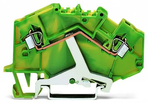 780-607 - Ground terminal block; angled; rail mount; 2-conductor; 5 mm wide; green-yellow 780-607 - Ground terminal block; angled; rail mount; 2-conductor; 5 mm wide; green-yellow