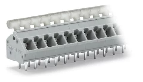 256-403/334-000 - PCB terminal block; push-button; 2.5 mm²; Pin spacing 5/5.08 mm; 3-pole; CAGE CLAMP®; commoning option; 2,50 mm²; gray