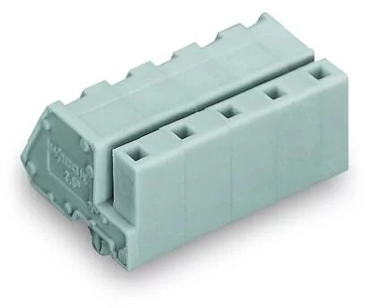 731-532/008-000 - 1-conductor female connector, angled; CAGE CLAMP®; 2.5 mm²; Pin spacing 7.5 mm; 2-pole; Snap-in mounting feet; 2,50 mm²; gray