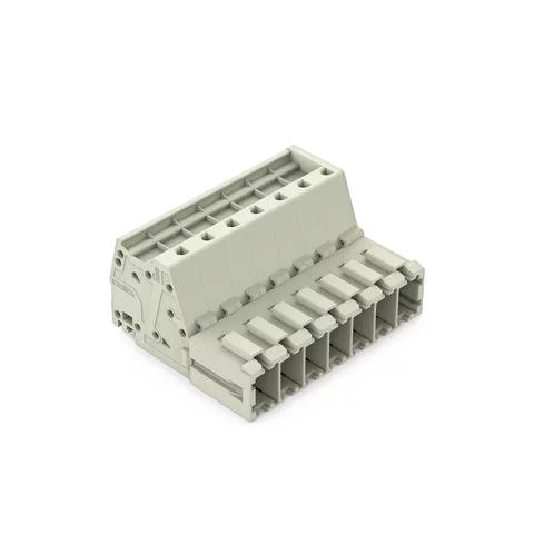 831-3207/000-9034 - 1-conductor male connector; Push-in CAGE CLAMP®; 10 mm²; Pin spacing 7.62 mm; 7-pole; 100% protected against mismating; direct marking; 10,00 mm²; light gray