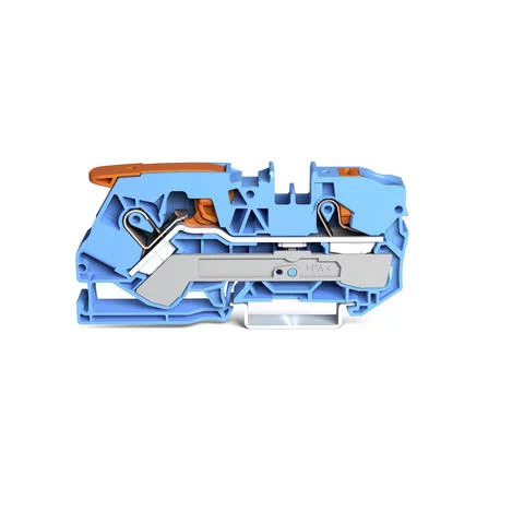 2110-5204 - TOPJOB®S feedthrough terminal block with Lever and Push-button; rail mount; 2-conductor; 10 mm wide; blue