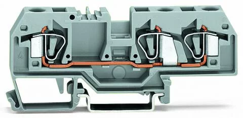 282-681 - 3-conductor through terminal block; 6 mm²; center marking; for DIN-rail 35 x 15 and 35 x 7.5; CAGE CLAMP®; 6,00 mm²; gray