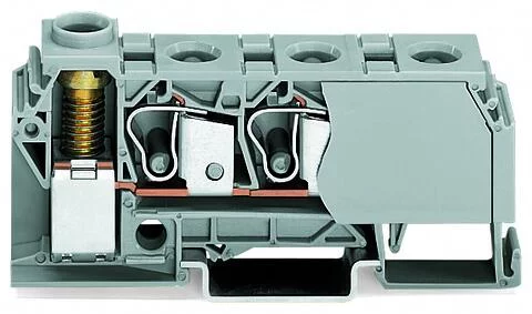 284-624 - Distribution terminal block; 10 mm²; lateral marker slots; for DIN-rail 35 x 15 and 35 x 7.5; screw-type and CAGE CLAMP®connection; 3 x CAGE CLAMP® connection 10 mm²; 1 x screw-clamp connection 35 mm²; 10,00 mm²; blue