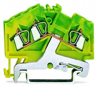 280-637/999-950 - 3-conductor ground terminal block; 2.5 mm²; suitable for Ex e II applications; center marking; for DIN-rail 35 x 15 and 35 x 7.5; CAGE CLAMP®; 2,50 mm²; green-yellow