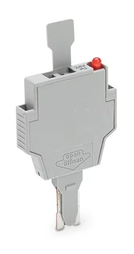 281-512/281-418 - Fuse plug; with pull-tab; for miniature metric fuses 5 x 20 mm and 5 x 25 mm; with blown fuse indication by neon lamp; 120 V; 6 mm wide; gray