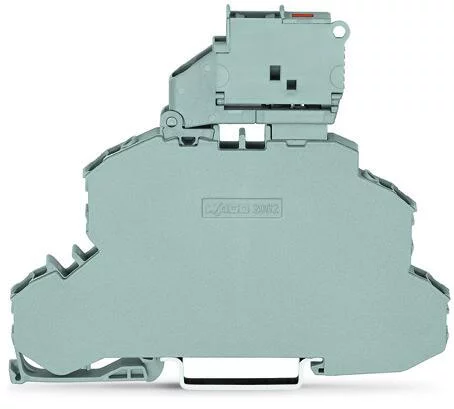 2002-2611/1000-836 - TOPJOB®S double-deck fuse disconnect terminal block; with pivoting fuse holder for 5 x 20 mm fuse; with blown fuse LED indication for 230 V; through/fuse (L/L); rail mount; 2-conductor; 6.2 mm wide; gray