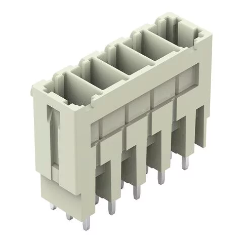 831-3605 - THT male header; 1.0 x 1.2 mm solder pin; straight; 100% protected against mismating; Pin spacing 7.62 mm; 5-pole; light gray