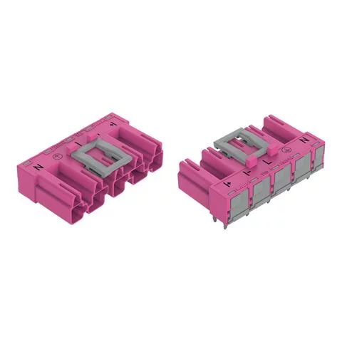770-895/011-000/080-000 - Plug for PCBs; angled; 5-pole; Cod. B; pink