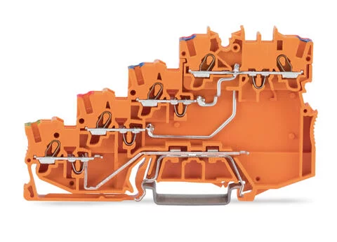 2000-5477 - TOPJOB®S sensor terminal block; 2-pole; with ground connection; internally commoned; rail mount; 4-conductor; 7 mm wide; orange