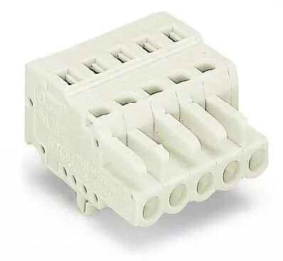 721-114/008-000 - 1-conductor female connector; CAGE CLAMP®; 2.5 mm²; Pin spacing 5 mm; 14-pole; 100% protected against mismating; Snap-in mounting feet; 2,50 mm²; light gray
