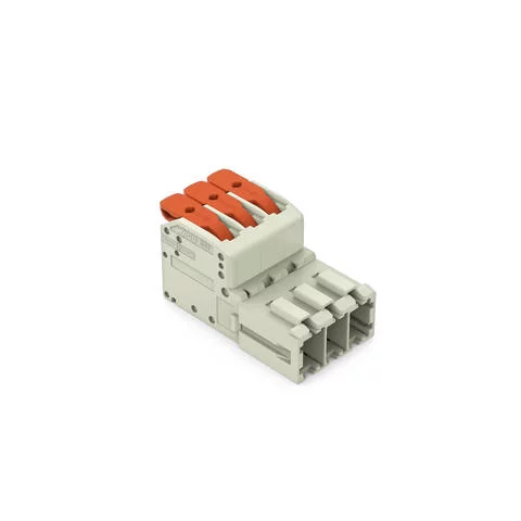 831-1203 - 1-conductor male connector; lever; Push-in CAGE CLAMP®; 10 mm²; Pin spacing 7.62 mm; 3-pole; 100% protected against mismating; 10,00 mm²; light gray
