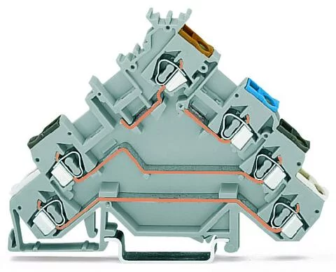 280-580 - 4-conductor sensor terminal block; with colored conductor entries; 2.5 mm²; CAGE CLAMP®; 2,50 mm²; gray