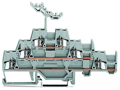 280-550 - Triple-deck terminal block; Through/through/through terminal block; with additional jumper position on lower level; for DIN-rail 35 x 15 and 35 x 7.5; 2.5 mm²; CAGE CLAMP®; 2,50 mm²; gray/gray/gray