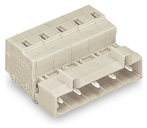 723-607/018-000 - 1-conductor male connector; CAGE CLAMP®; 2.5 mm²; Pin spacing 7.5 mm; 7-pole; 100% protected against mismating; DIN-35 rail/panel mounting; Snap-in mounting feet; 2,50 mm²; light gray