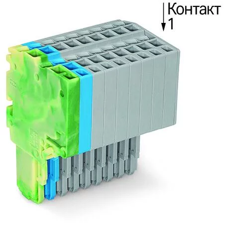 2020-210/000-039 - 2-conductor female connector; Push-in CAGE CLAMP®; 1.5 mm²; Pin spacing 3.5 mm; 10-pole; 1,50 mm²; green-yellow/blue/gray