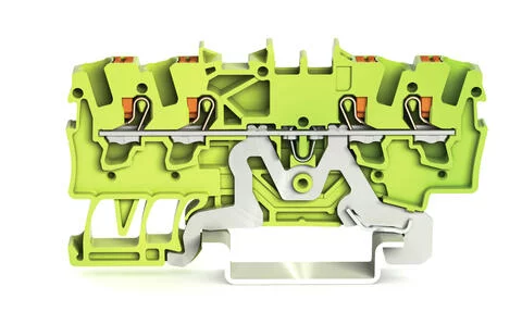 2201-1407 - TOPJOB®S ground terminal block with Push-buttons; rail mount; 4-conductor; 4.2 mm wide; green-yellow