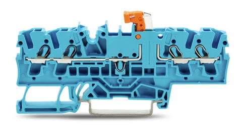 2002-1874 - Disconnect terminal block; knife disconnect; rail mount; 4-conductor; 5.2 mm wide; blue