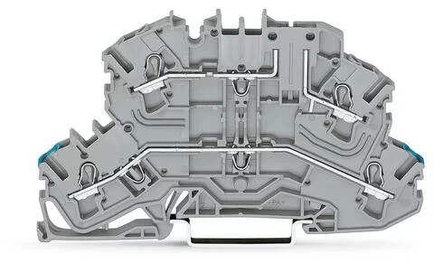 2002-2662 - Double-deck carrier terminal block; through/carrier (N/L); for disconnect; fuse or component plug; rail mount; 2-conductor; 5.2 mm wide; gray