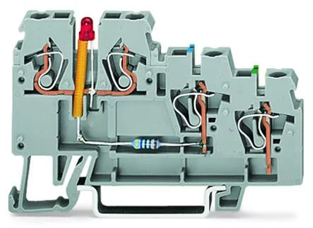 270-572/281-434 - 3-conductor actuator supply terminal block; LED (red); for PNP-(high-side) switching actuators; 2.5 mm²; CAGE CLAMP®; 2,50 mm²; gray