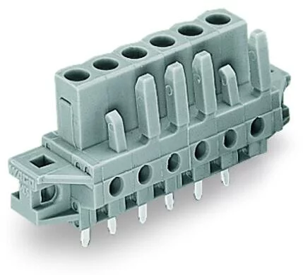 232-138/031-000 - THT female header; straight; Pin spacing 5 mm; 8-pole; clamping collar; 0.6 x 1.0 mm solder pin; gray