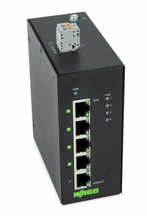 852-1411/000-001 - Industrial unmanaged ECO switch; 5 - 10/100/1000 Mb/s RJ45 ports; Power Over Ethernet; Extended temperature range