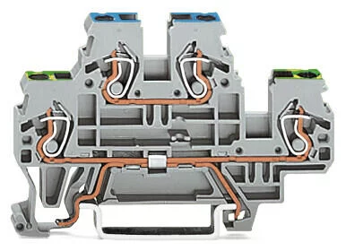 870-527 - Double-deck terminal block; Ground conductor/through terminal block; 2.5 mm²; PE/L; without marker carrier; for DIN-rail 35 x 15 and 35 x 7.5; CAGE CLAMP®; 2,50 mm²; gray 870-527 - Double-deck terminal block; Ground conductor/through terminal block; 2.5 mm²; PE/L; without marker carrier; for DIN-rail 35 x 15 and 35 x 7.5; CAGE CLAMP®; 2,50 mm²; gray