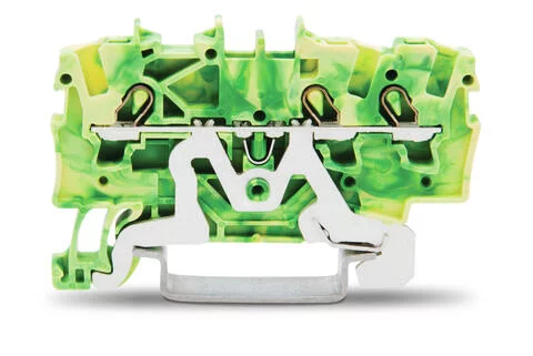 2001-1307 - TOPJOB®S ground terminal block; rail mount; 3-conductor; 4.2 mm wide; green-yellow