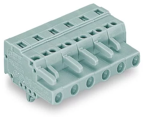 231-209/008-000 - Female plug; 9-pole; snap-in mounting feet; 12 AWG max; pin spacing 7.5 mm; 1 conductor per pole; gray 231-209/008-000 - Female plug; 9-pole; snap-in mounting feet; 12 AWG max; pin spacing 7.5 mm; 1 conductor per pole; gray