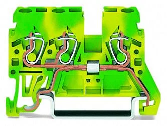 870-687 - 3-conductor ground terminal block; 2.5 mm²; lateral marker slots; for DIN-rail 35 x 15 and 35 x 7.5; CAGE CLAMP®; 2,50 mm²; green-yellow