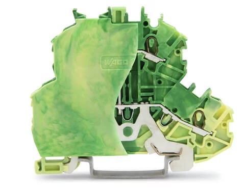 2000-2207/099-000 - TOPJOB®S double-deck ground terminal block; internally commoned; rail mount; 4-conductor; 4.2 mm wide; green-yellow