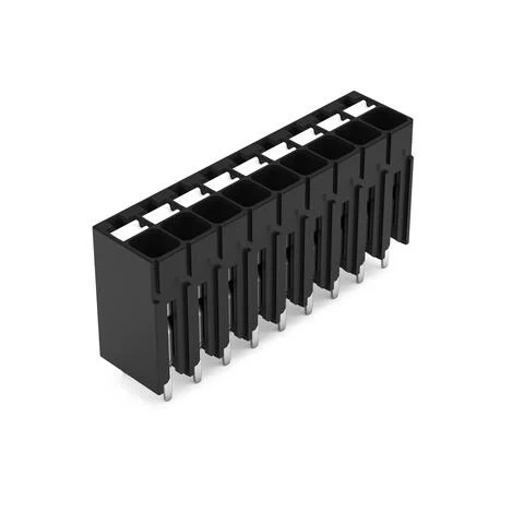 2086-1109/300-000 - THR PCB terminal block; push-button; 1.5 mm²; Pin spacing 3.5 mm; 9-pole; Push-in CAGE CLAMP®; Solder pin length 1.5 mm; 1,50 mm²; black