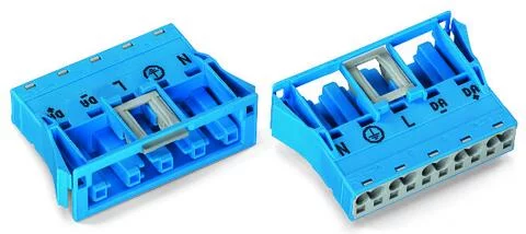 770-2105 - WINSTA® through-panel socket (female); snap-in; N/G/L/DA-/DA+ marking; 5-pole; blue