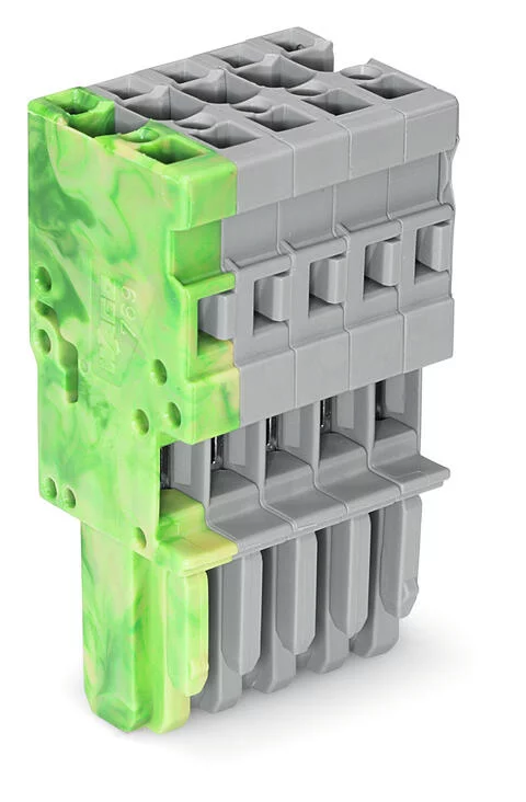 769-105/000-037 - 1-conductor female connector; CAGE CLAMP®; 4 mm²; Pin spacing 5 mm; 5-pole; coding finger; 4,00 mm²; gray, green-yellow