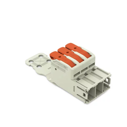 832-1203/333-000 - 1-conductor male connector; lever; Push-in CAGE CLAMP®; 16 mm²; Pin spacing 10.16 mm; 3-pole; 100% protected against mismating; Strain relief plate; Silver-plated contacts; 16,00 mm²; light gray