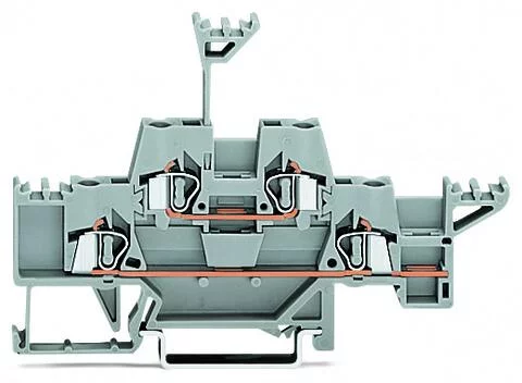 280-543 - Double-deck terminal block; Through/through terminal block; with additional jumper position on lower level; for DIN-rail 35 x 15 and 35 x 7.5; 2.5 mm²; CAGE CLAMP®; 2,50 mm²; gray/gray