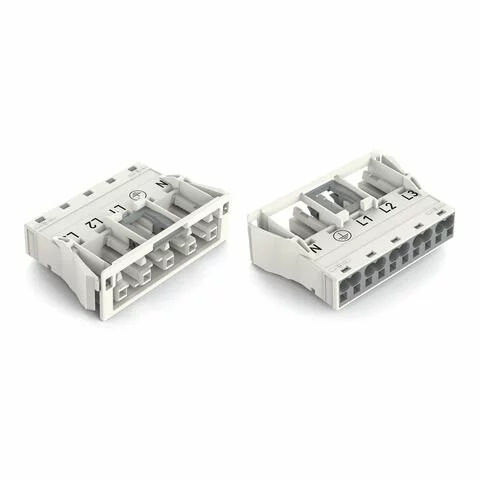 770-725 - WINSTA® through-panel socket (female); snap-in; N/G/L1/L2/L3 marking; 5-pole; white