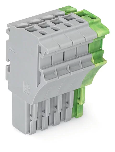 2022-105/000-036 - 1-conductor female connector; Push-in CAGE CLAMP®; 4 mm²; Pin spacing 5.2 mm; 5-pole; 4,00 mm²; gray, green-yellow