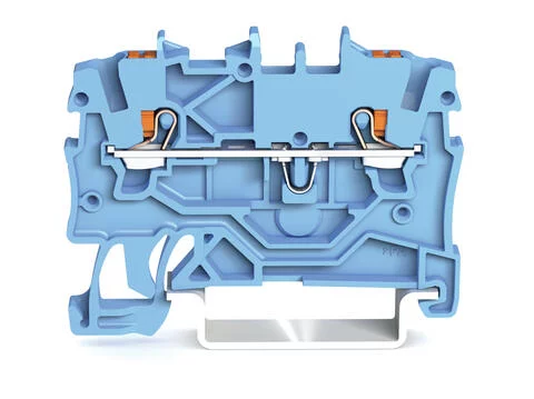 2200-1204 - TOPJOB®S feedthrough terminal block with Push-buttons; rail mount; 2-conductor; 3.5 mm wide; blue