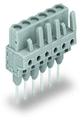 232-134/005-000 - Female connector for rail-mount terminal blocks; 0.6 x 1 mm pins; straight; Pin spacing 5 mm; 4-pole; gray