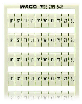 209-546 - WSB marking card; as card; MARKED; R1, S1, T1, U1, V1, W1, X1, Y1, Z1,SL (10x); not stretchable; Horizontal marking; snap-on type; white