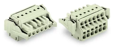 721-2115/037-000 - 2-conductor female connector; Push-in CAGE CLAMP®; 2.5 mm²; Pin spacing 5 mm; 15-pole; 100% protected against mismating; Lateral locking levers; 2,50 mm²; light gray